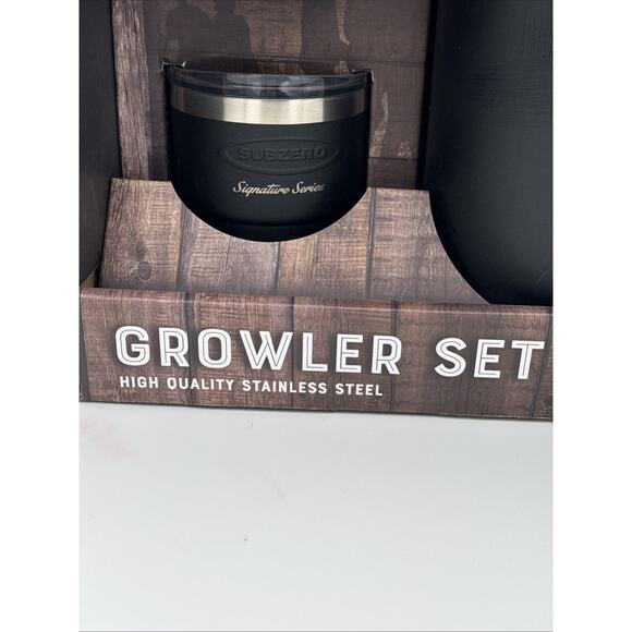 Subzero Stainless Steel Growler Set - 64oz Growler & Two 12oz Lowball Tumblers - Picture 4 of 8